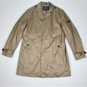 Ben Sherman Cobblestone Tan Waxed Cotton Trench Rain Coat XL Lightweight Classic